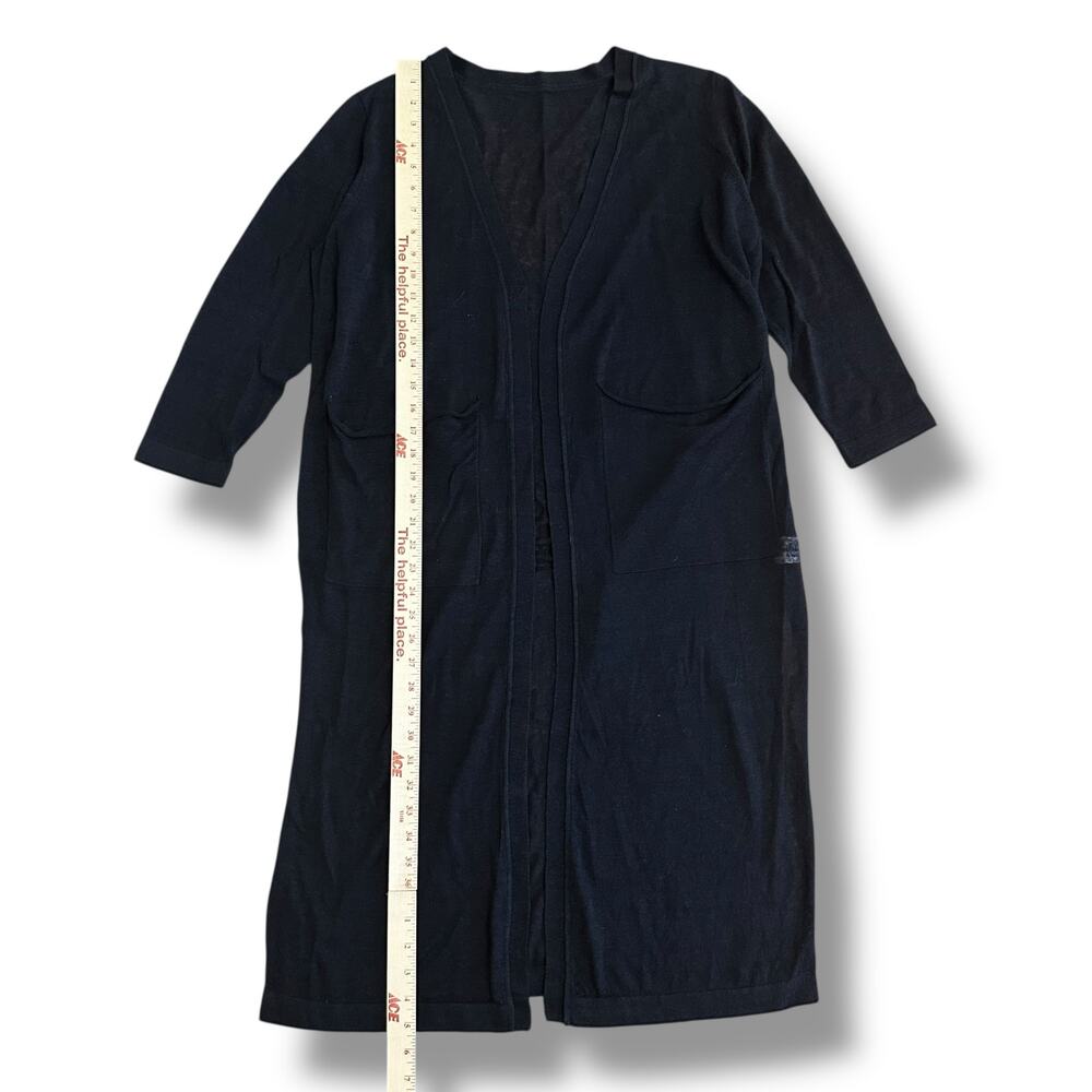 Amber Cashmere Black Longline Cardigan Sweater Coatigan Small‎ Korea Minimalist - Picture 6 of 11